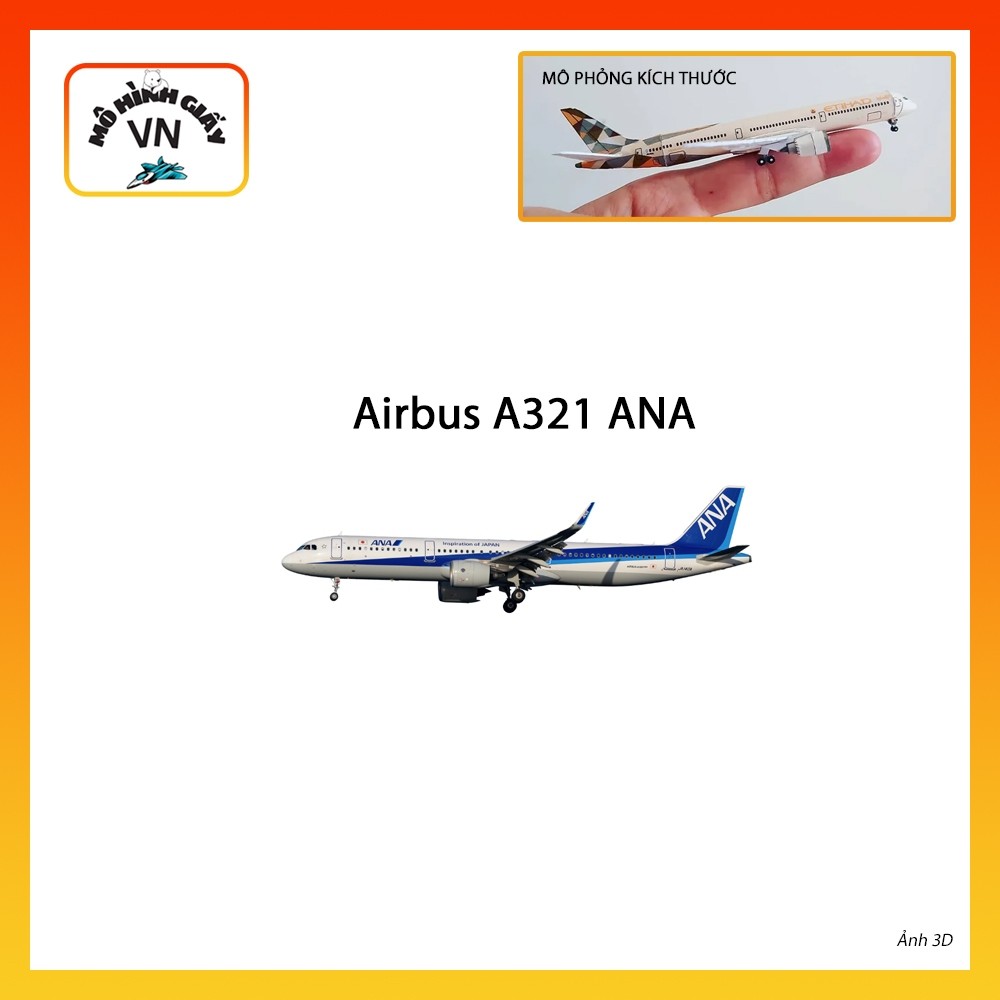 [1:400] Mô Hình Giấy Lắp Ráp Máy Bay Airbus A321 Ana - MohinhgiayVN