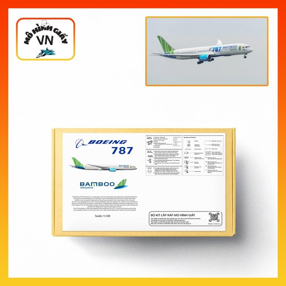 Mô hình giấy lắp ráp máy bay Boeing 787 Bamboo Airways