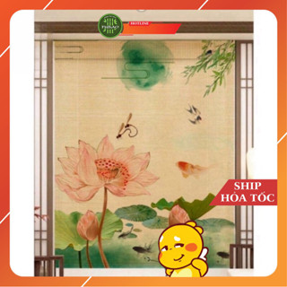 Rèm tre trúc in tranh nghệ thuật. Mành tre in tranh trang trí cafe, phòng trà, trà đạo. Rèm tre trúc che bàn thờ. 1K