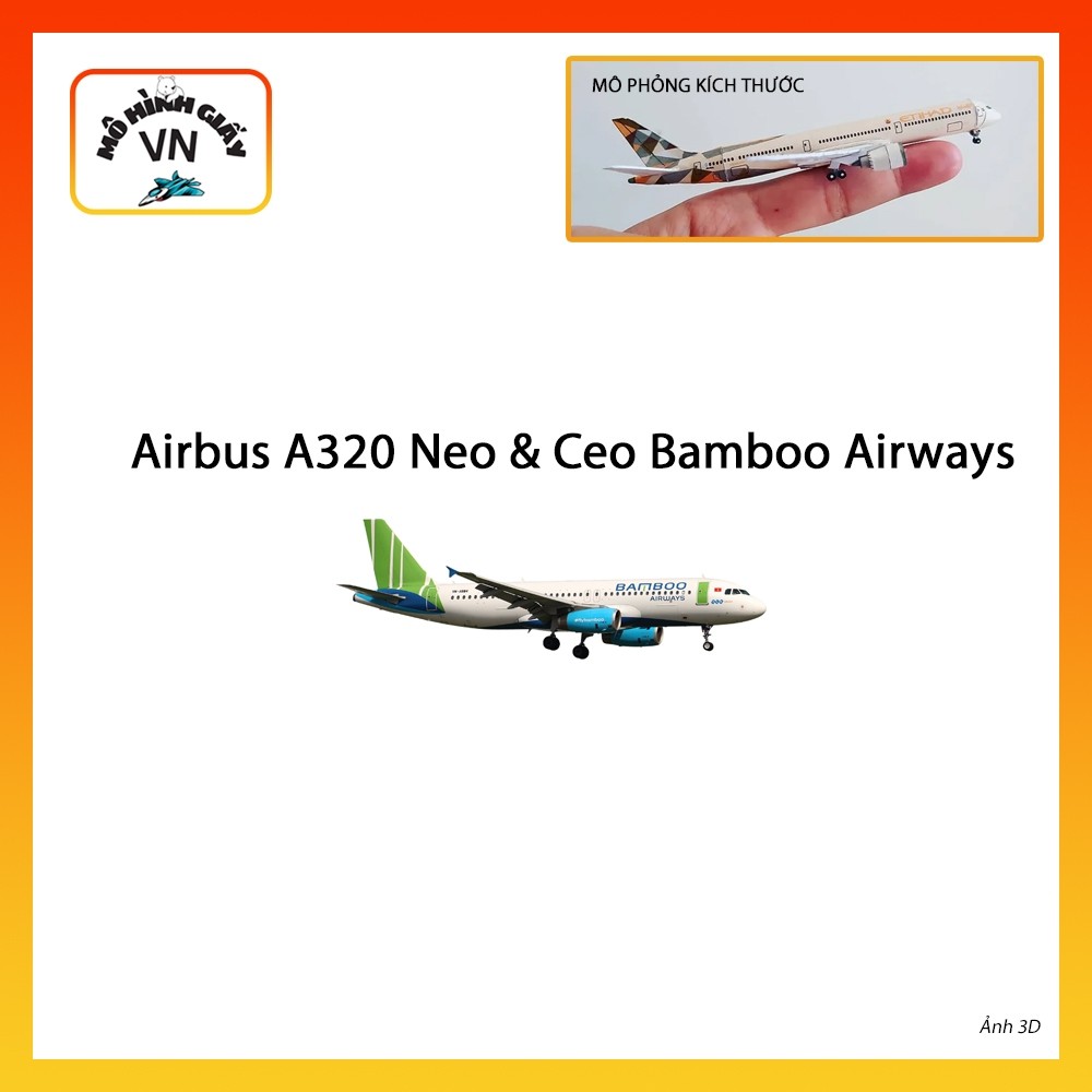 [1:400] Mô Hình Giấy Lắp Ráp Máy Bay Airbus A320 Neo & A320 Ceo Bamboo Airways - MohinhgiayVN
