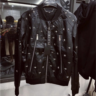 Áo Khoác Da QP Ngôi Sao Sắt Kín Thân - Áo Bomber Da Dày Dặn Fom Rộng Unisex .