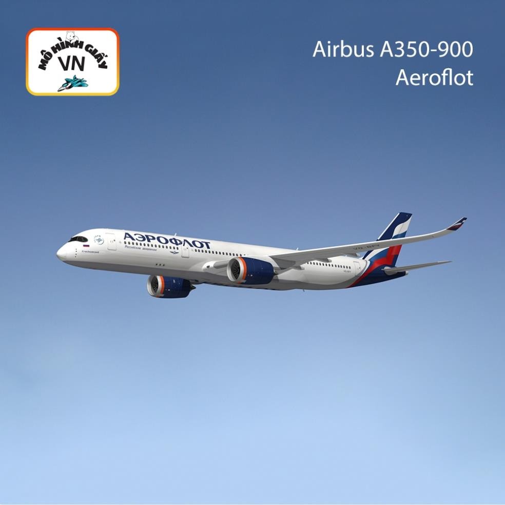 Mô Hình Giấy Lắp Ráp Máy Bay Airbus A350-900 Aeroflot (Nga) - MohinhgiayVN
