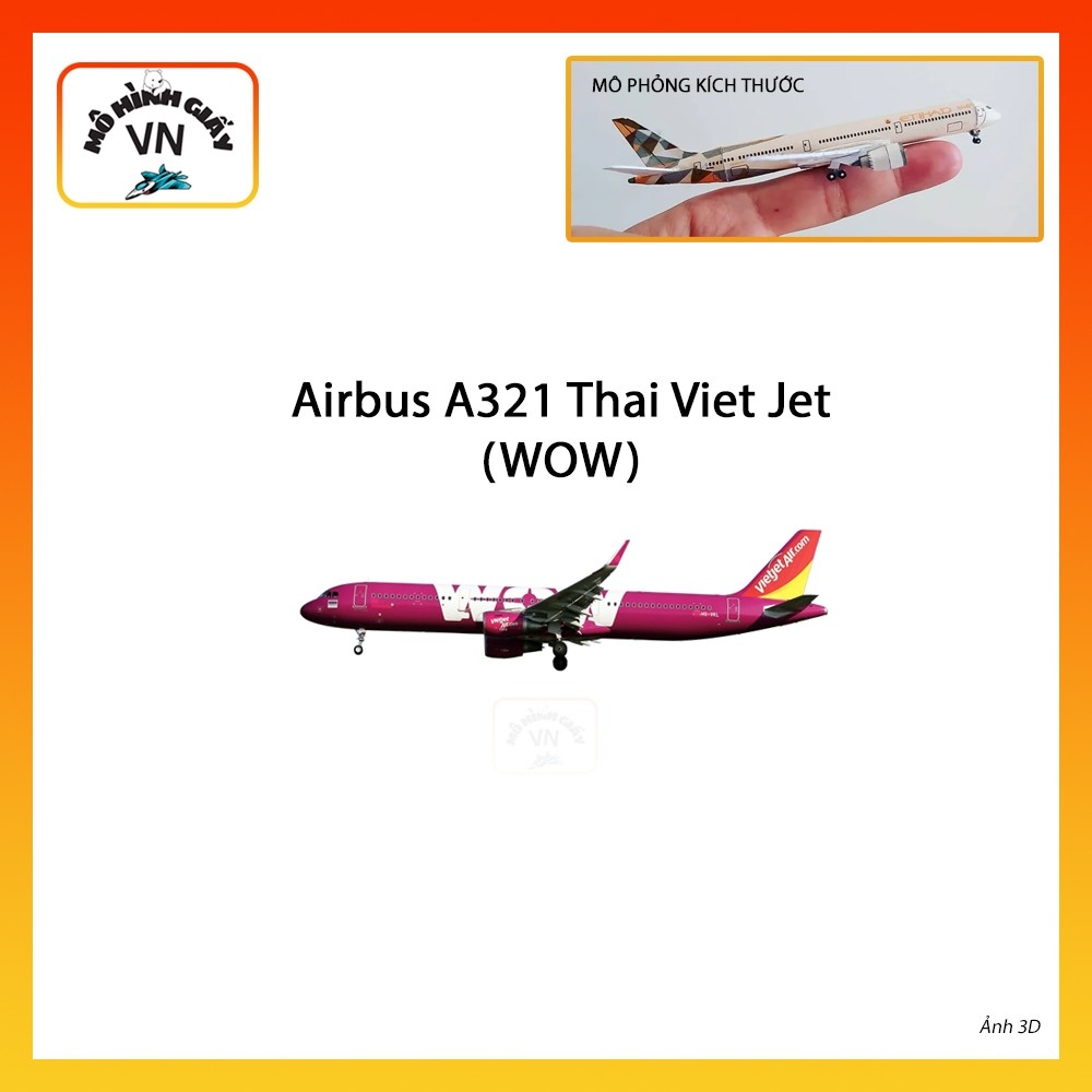[1:400] Mô Hình Giấy Lắp Ráp Máy Bay Airbus A321 Thai Viet Jet (Wow) - MohinhgiayVN