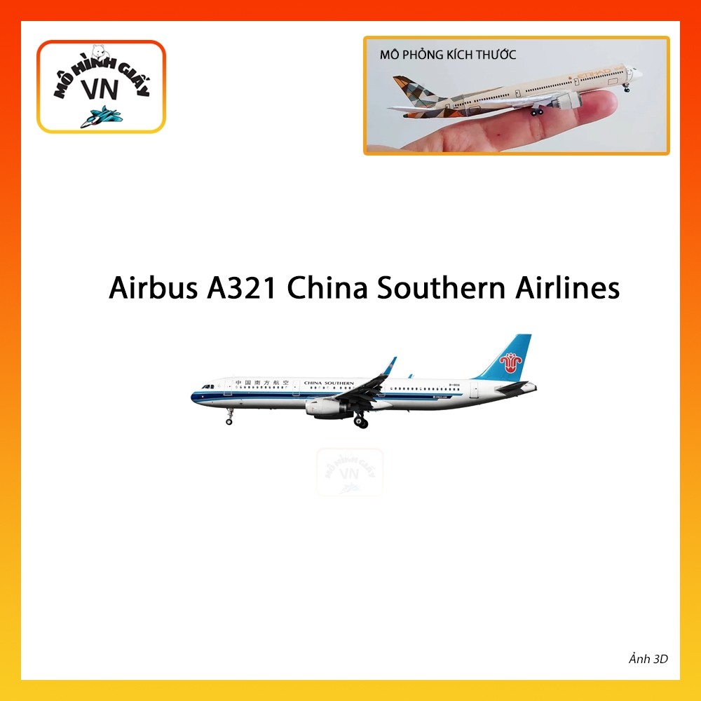 [1:400] Mô Hình Giấy Lắp Ráp Máy Bay Airbus A321 China Southern Airlines - MohinhgiayVN