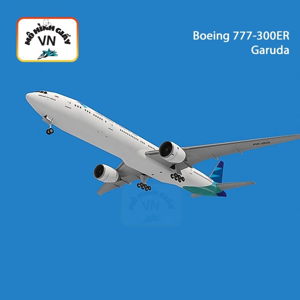 Mô Hình Giấy Lắp Ráp Máy Bay Boeing 777-300ER Garuda - MohinhgiayVN