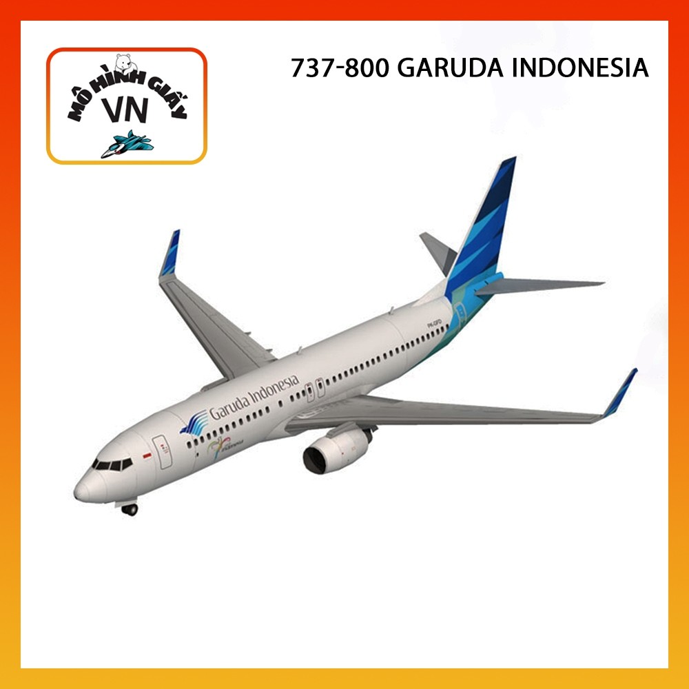Mô Hình Giấy Lắp Ráp Máy Bay Boeing 737-800 Garuda Indonesia
