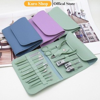  Bộ Bấm Móng Tay 16 Món Dụng Cụ Làm Đẹp Làm Nail Tại Nhà Có Vỏ Bọc Bằng Da 