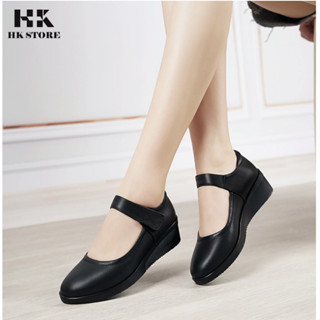 Giày xuồng nữ 3cm chính hãng HK.STORE kiểu dáng đơn giản, dễ phối đồ, da bò thật 100% siêu dễ đi.