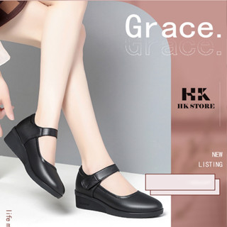 Giày xuồng nữ 3cm chính hãng HK.STORE kiểu dáng đơn giản, dễ phối đồ, da bò thật 100% siêu dễ đi.