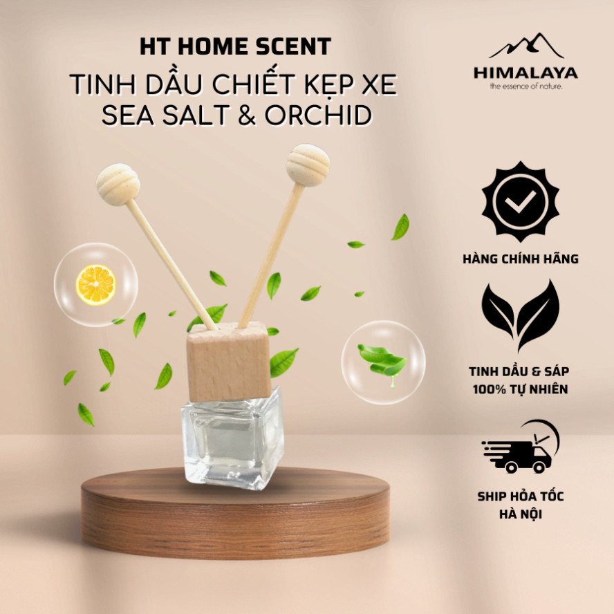 HIMALAYA Lọ Chiết tinh dầu tán hương Sea Salt & Orchid kẹp xe gió ô tô, kẹp xe hơi hương thiên nhiên