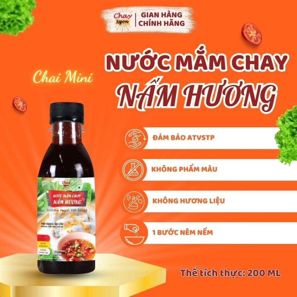 Nước Mắm Chay Nấm Hương Không Iot (Chay Ngon Hùng Phát ) Hương Vị Đậm Đà Và Thơm Ngon (200Ml)