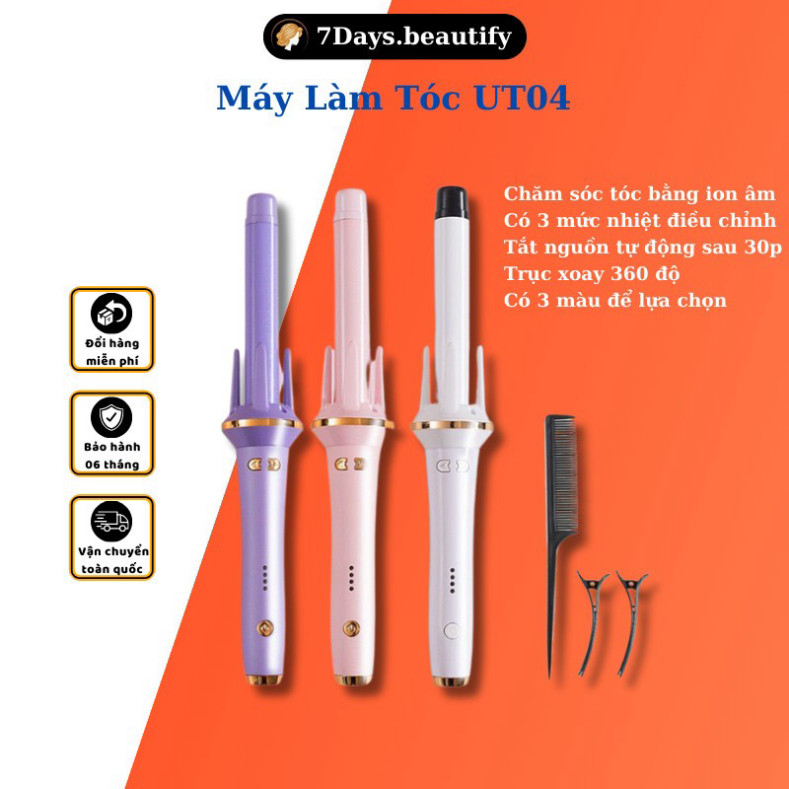 Máy uốn tóc xoăn tự động 7Days. Beautify Automatic Curler cao cấp kiểu Hàn Quốc UT04