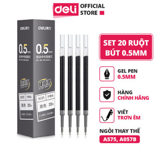 Combo 20/10 ruột bút gel S221 Deli 0.5mm dùng cho bút bi nước A575  viết trơn tru phù hợp học sinh văn phòng -S221