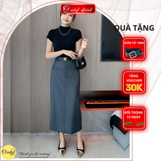 Chân váy xuông ép mùng cao cấp dài 80cm Oxatyl V56 Chân váy công sở dáng dài thanh lịch