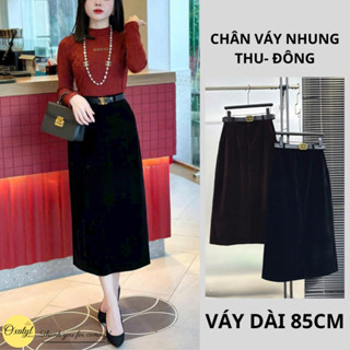 Chân váy nhung dài thu đông dài 85cm 2 lớp cao cấp OXATYL V911 chân váy mùa đông cao cấp