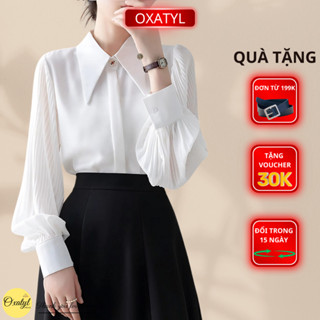 Áo sơ mi nữ kiểu áo dài tay công sở phối von tay cao cấp Oxatyl A311