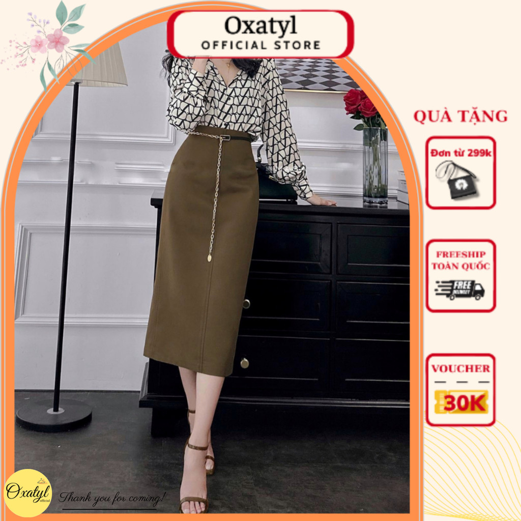 Chân váy xuông midi dài 75cm cạp liền V48 phong cách thời trang công sở | BigBuy360 - bigbuy360.vn