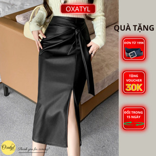 Chân váy Da nhập khẩu Oxatyl V89233 chất váy da dày đẹp dáng váy dài xuông