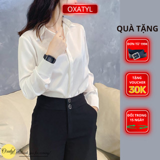 Áo sơ mi lụa dài tay cao cấp cổ đức Chất vải đẹp dày mềm không nhăn Oxatyl A57