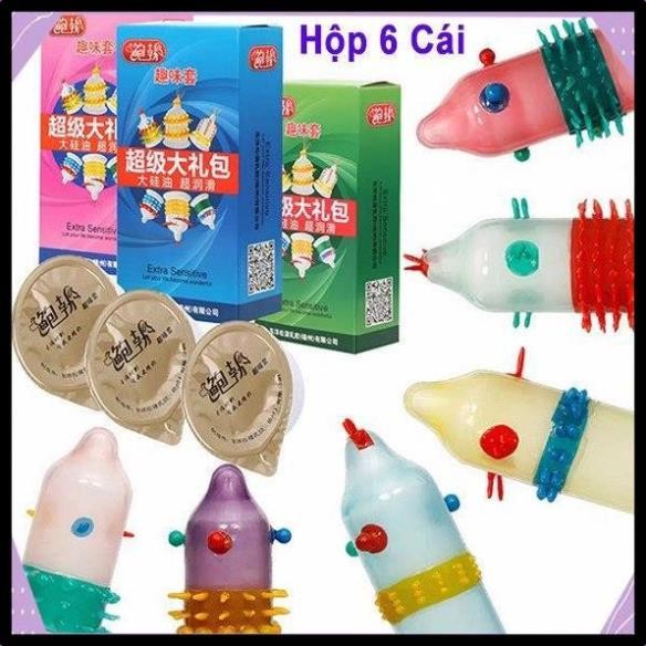 Bao cao su Bi râu gai gân Runbo Hộp 6 chiếc Tăng khoái cảm Kéo dài quan hệ  Codomi