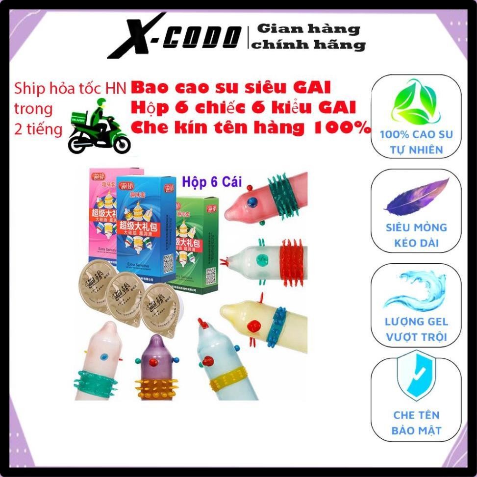 Bao cao su Bi râu gai gân Runbo Hộp 6 chiếc Tăng khoái cảm Kéo dài quan hệ  Codomi
