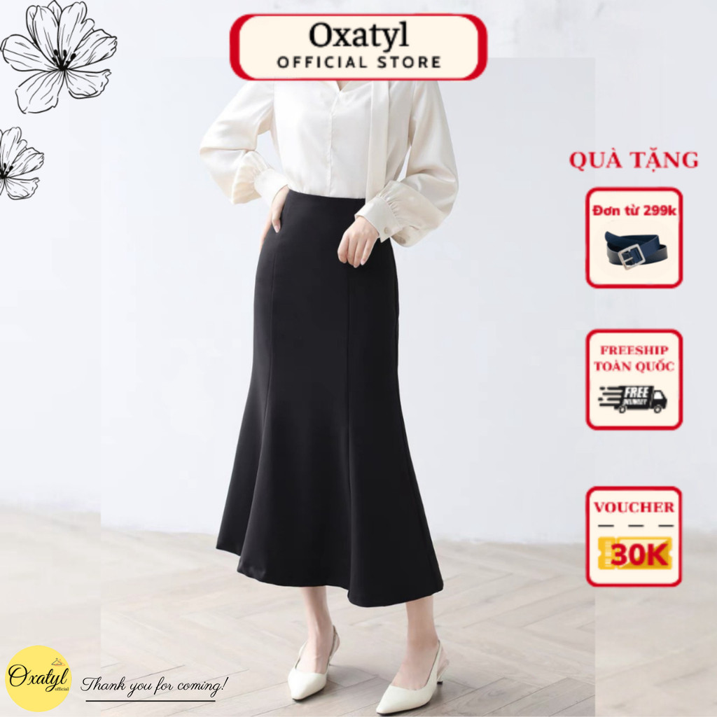 Chân váy đôi cá dài 75cm váy công sở chất vải dày đẹp Oxatyl V58