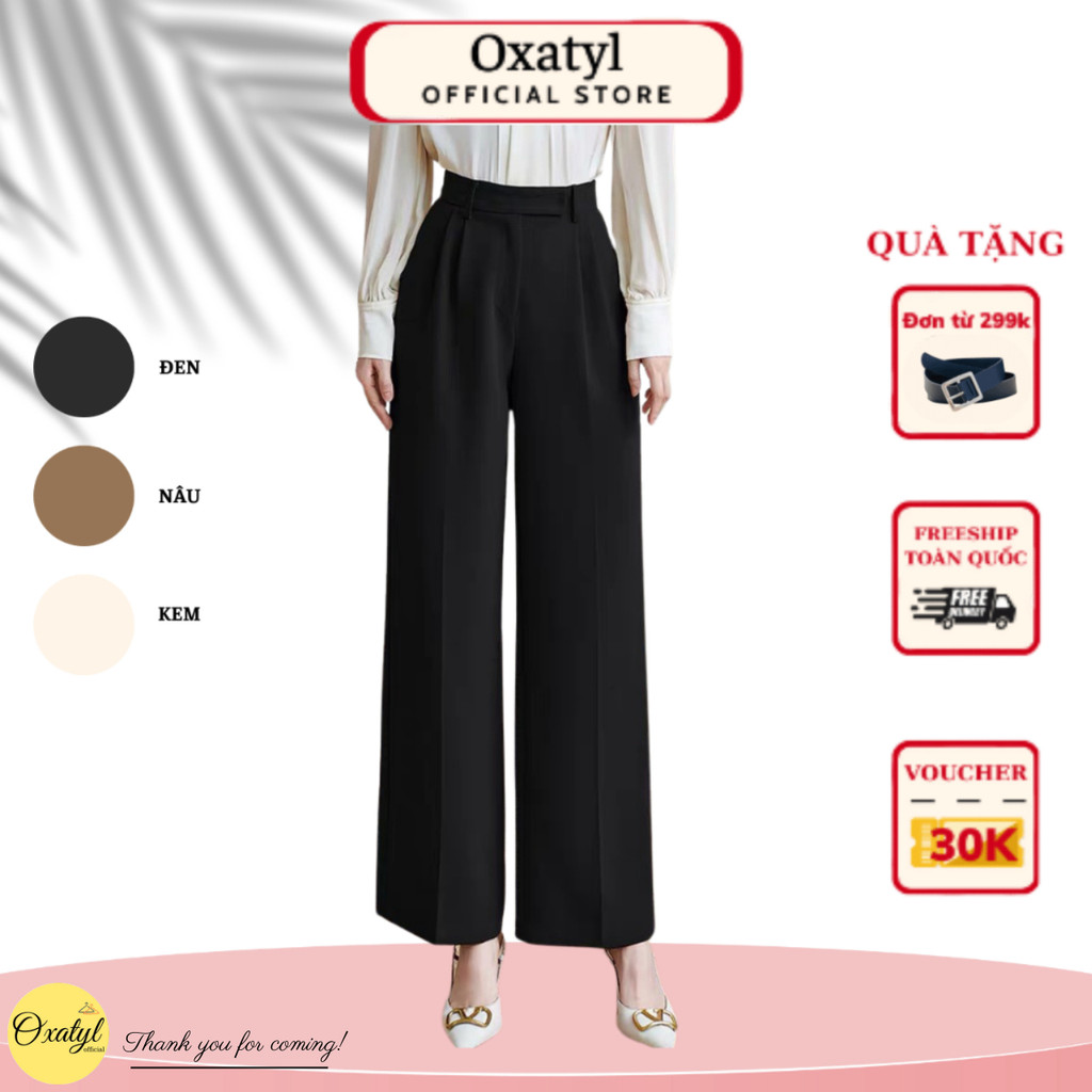 Quần ống suông ống rộng công sở cao cấp chất vải mát ống quần rộng fom cơ bản dễ phối đồ Q258 | BigBuy360 - bigbuy360.vn