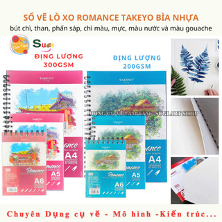 Sổ Vẽ Lò Xo ROMANCE TAKEYO Bìa nhựa , 20 tờ - ĐỦ SIZE [ Tâm Tâm ]