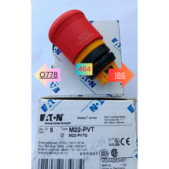 Eaton Muller  M22-PV  M22-PVT  M22-PVL  M22-PVLT  M22-PVS  M22-XGPV Công Tắc Dừng Khẩn Cấp