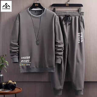 Đồ bộ nam áo sweater nỉ cổ tròn dài tay in chữ và quần jogger thể thao - SET NAM 90000197 MQD
