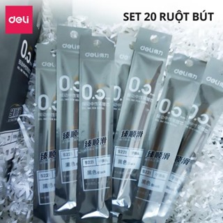 Combo 20 ruột bút gel S221 Deli 0.5mm dùng cho bút bi nước A575 không gai viết trơn tru phù hợp học sinh văn phòng