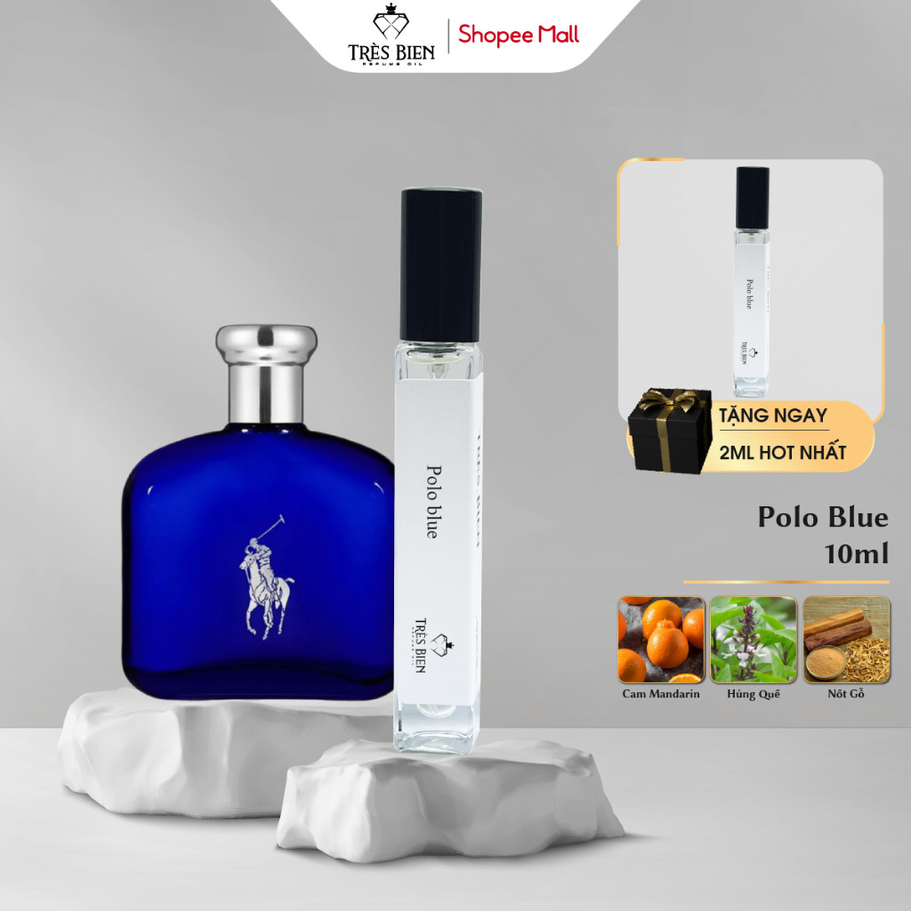 Tinh dầu nước hoa Nam Polo Blue 10ml chính hãng Très Bien hương Mạnh mẽ, Nam tính, Hấp dẫn A51