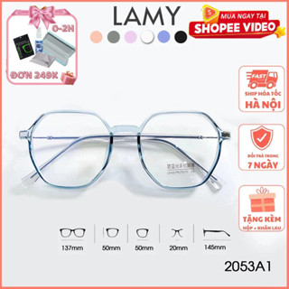 Gọng kính cận nam nữ LAMY mắt kính lục giác cá tính 2053A1 gọng kính nhựa kim loại
