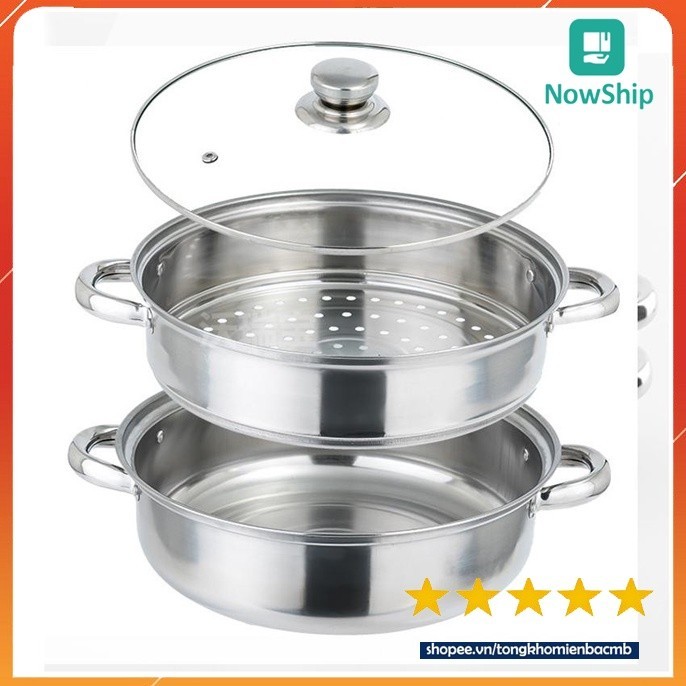 Bộ Nồi Hấp 2 Tầng phi 28 vung kính