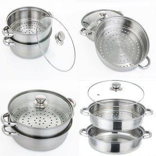 Bộ Nồi Hấp 2 Tầng phi 28 vung kính