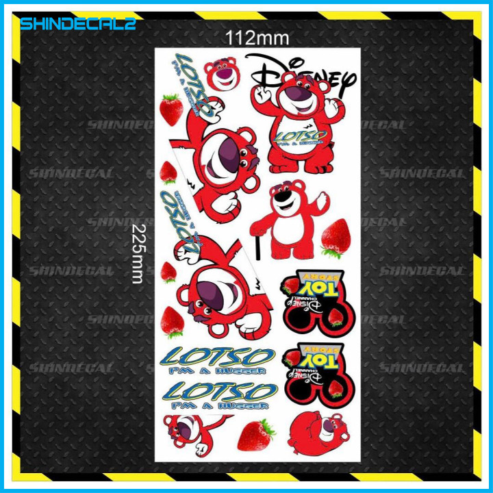 Set tem dán xe gấu dâu lotso đỏ...