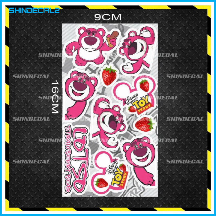 Set tem dán xe logo gấu dâu lotso mini