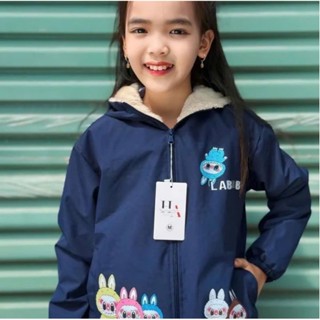 Áo khoác gió trẻ em nam nữ LABUBU LÔNG 2 lớp lót lông cừu