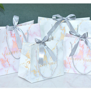 Túi quà vân đá phong cách Bắc Âu TU30 đựng quà họa tiết kèm nơ thanh lịch