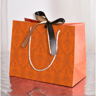 Túi giấy quà  họa tiết đối xứng vân in chìm TU22/TU26 Túi đựng quà tặng  Tết dày dặn nơ buộc quai lụa