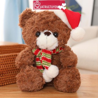 Gấu Teddy Noel nâu đáng yêu, gấu bông Giáng sinh mũ đỏ khăn quàng ấm áp dễ thương cực cute