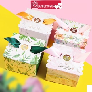 [Combo 3]Hộp quà  giấy mini 6.5cm họa tiết đẹp mắt kèm nơ và rơm lót, hộp quà tặng nhỏ đựng quà xinh xắn