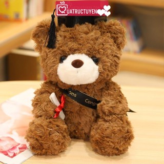 Gấu Teddy nâu mặc đồ cử nhân, gấu bông cầm bằng lông mượt mà đáng yêu tốt nghiệp cử nhân