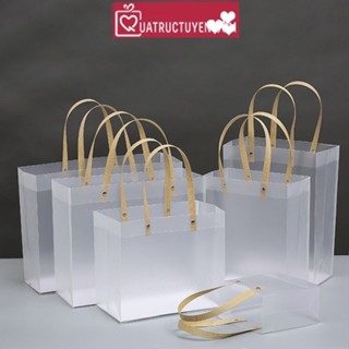 Túi đựng quà  trong suốt mờ quai nhựa, túi quà tặng  sinh nhât,
