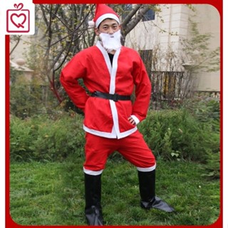 Bộ trang phục noel người lớn vải nỉ 7 phụ kiện, quần áo ông già noel bơm hơi(cỡ 40-80kg)