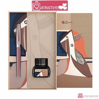 Bút máy cao cấp Picasso hộp quà nghệ thuật Morandi 717FP/Gray hồng/xám + Lọ mực chính hãng