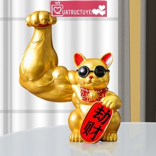  Mèo thần tài vàng tay cơ bắp Đại Chiêu Tài 23cm - Mèo thần tài tay to chiêu tài 