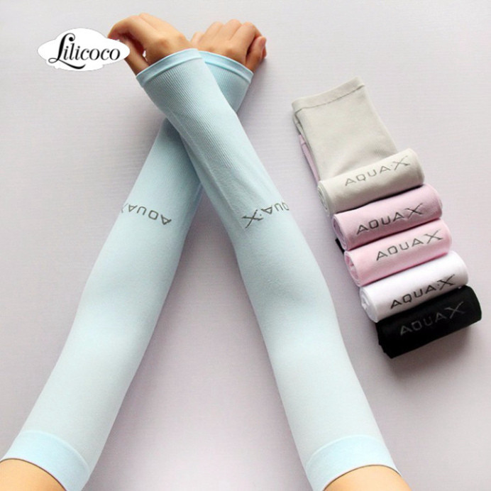 Găng Tay Chống Nắng Xỏ Ngón AQUA Thun Lạnh Thoáng Má