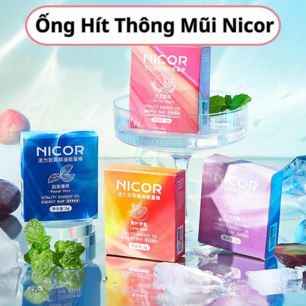 Ống Hít Mũi Nicor Thảo Dược Thông Mũi Hương Thơm Mát Giúp Giảm Ngạt Mũi Viêm Xoang Làm Sạch Mũi