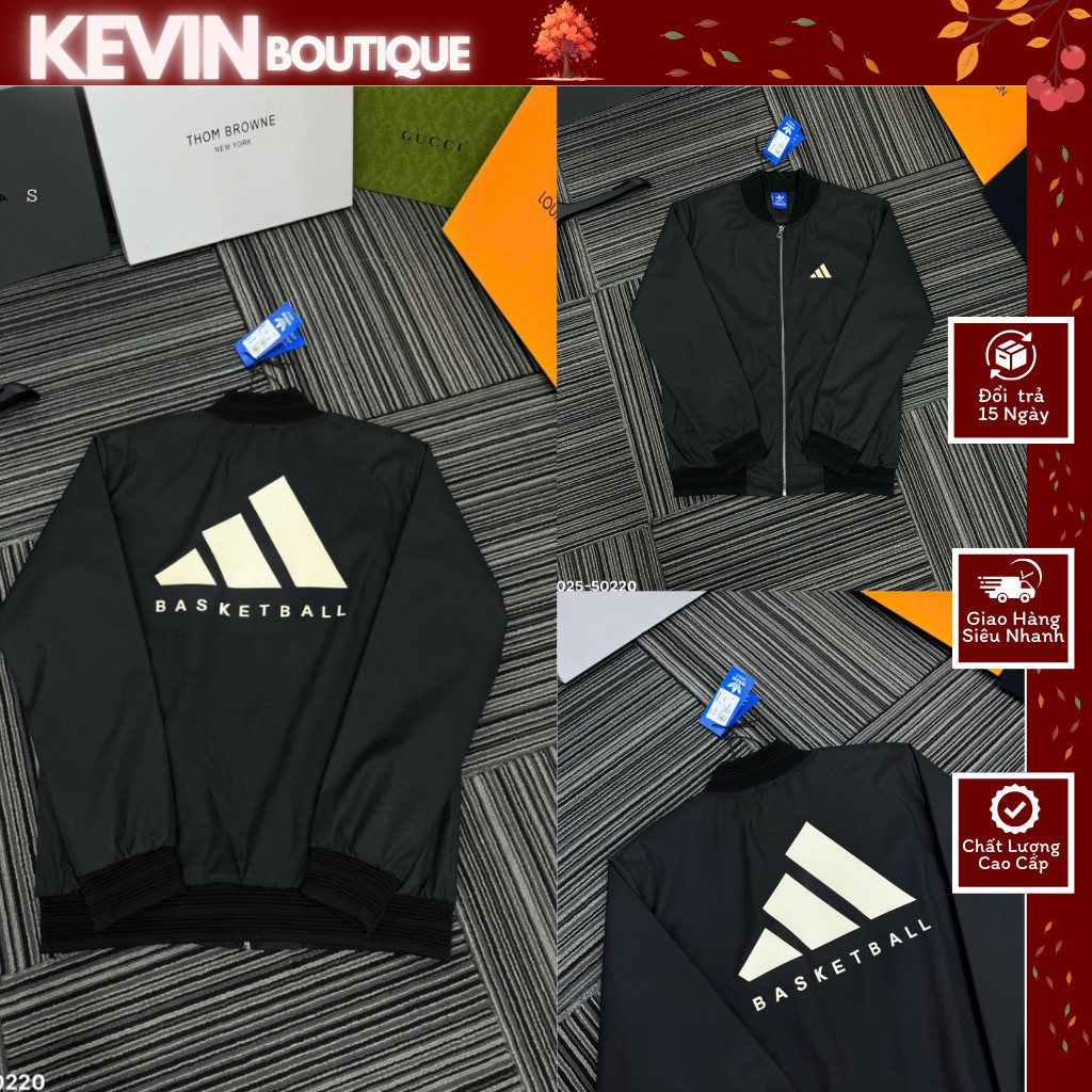 Áo Khoác Gió BomBer Nam Nữ Das Khoá Zip Logo 3 Sọc In Cao Su Nổi Sau Lưng Áo 2 Lớp AKG2025